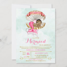 Mermaid Baby Clam Muschel Tiara African American Einladung