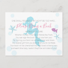 Mermaid Baby Dusche Bringen Sie ein Buch Aquamarin Einladungspostkarte