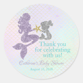 Mermaid Baby Dusche danke Ihnen Aufkleber Gastgesc