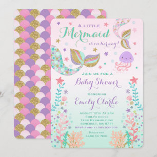 Mermaid Baby Dusche Einladung Pink Gold Dusche