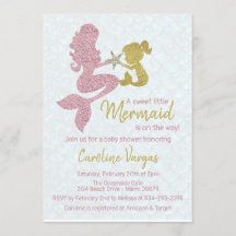 Mermaid Baby Dusche Einladung Rose Gold & Gold