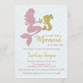 Mermaid Baby Dusche Einladung Rose Gold & Gold