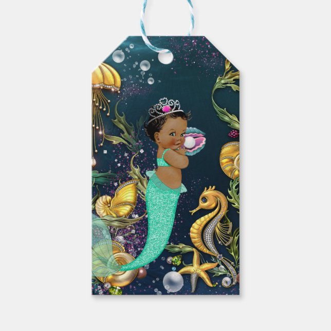 Mermaid Baby Dusche Geschenkanhänger (Vorderseite)