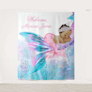 Mermaid Baby Dusche Hintergrund Ethnic Mermaid Wandteppich