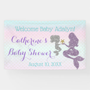 Mermaid Baby Dusche Lila Aquamariner Hintergrund a Banner