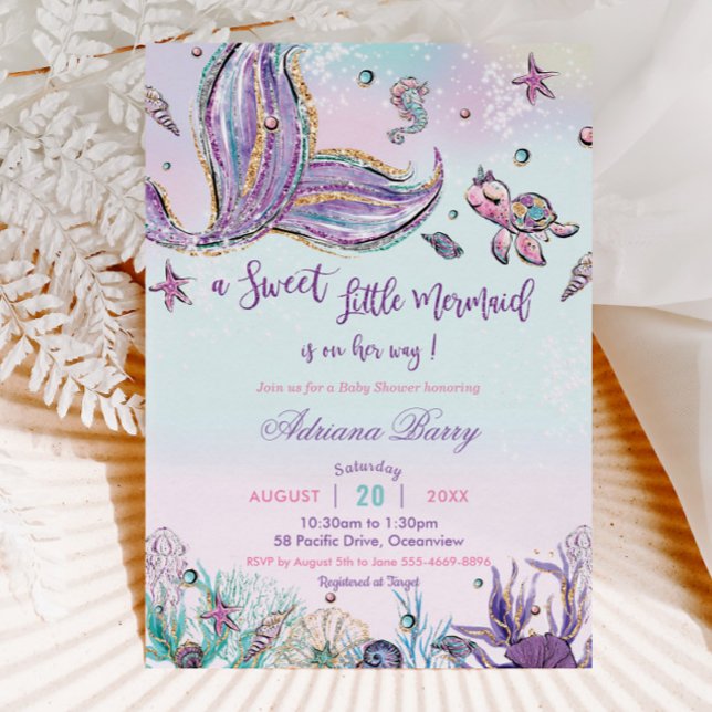 Mermaid Baby Dusche unter dem Sea Baby Girl Einladung (Von Creator hochgeladen)