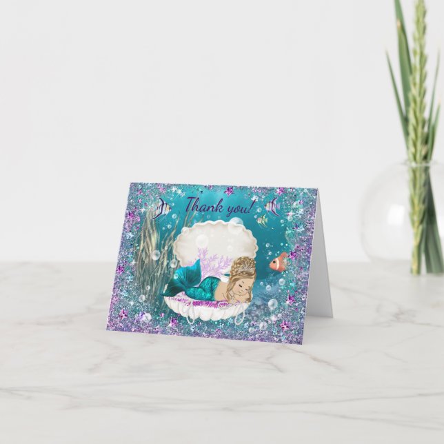 Mermaid Baby Dusche Vielen Dank Karten (Vorderseite)