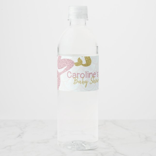 Mermaid Baby Dusche Wasser Flasche Packer Rose Gol (Vorderseite)