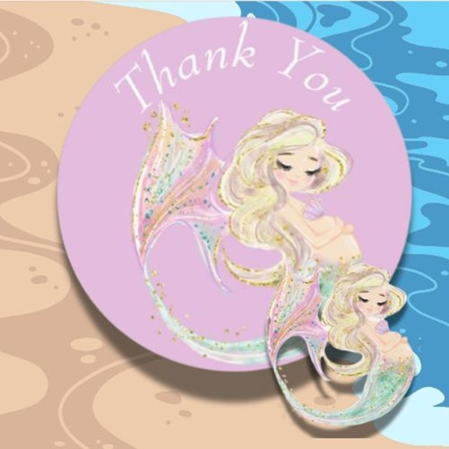 Mermaid Baby Duschmutter zu den Etiketten rosa (Celebrate the mom-to-be with enchanting mermaid baby shower labels)