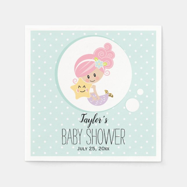 Mermaid Baby Duschpapier Napkins Light Skin Tone Serviette (Vorderseite)