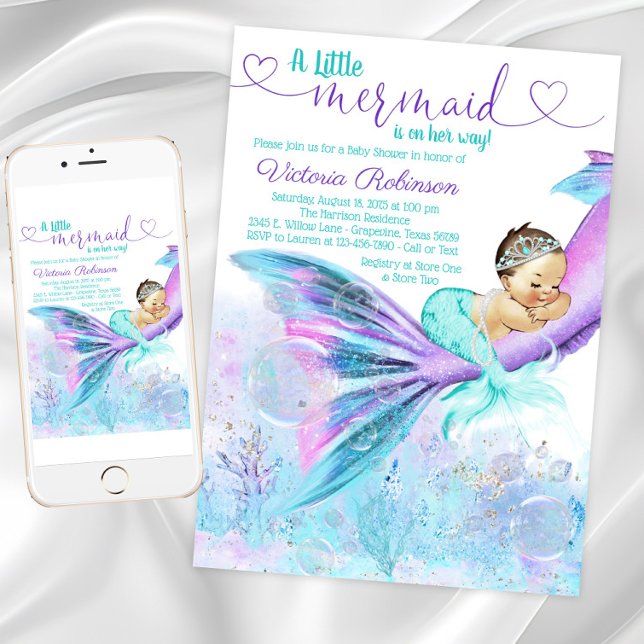Mermaid Baby Girl Baby Dusche Einladung (Mermaid Baby Girl Baby Shower Invitation. Instant download and printed invitations available.)