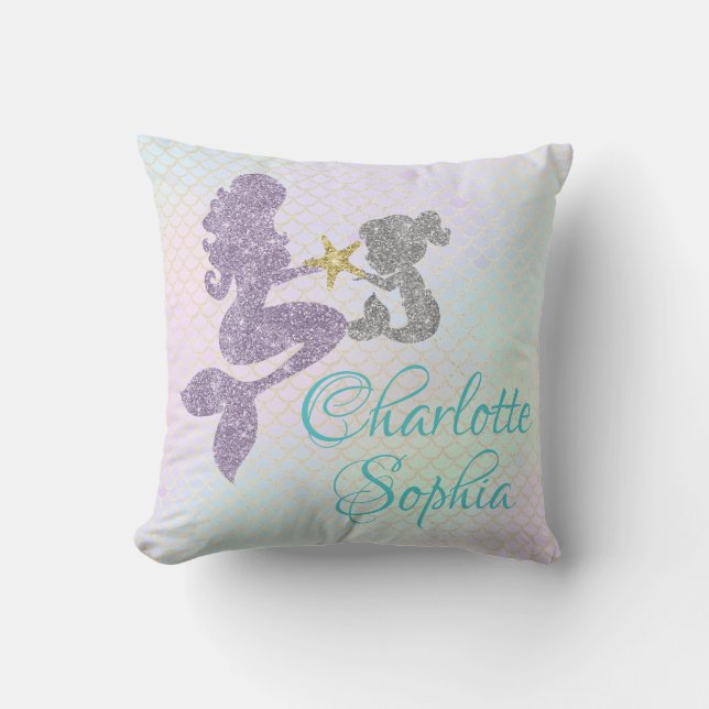 Mermaid Baby Girl Kinderzimmer Throw Kissen (Vorderseite)