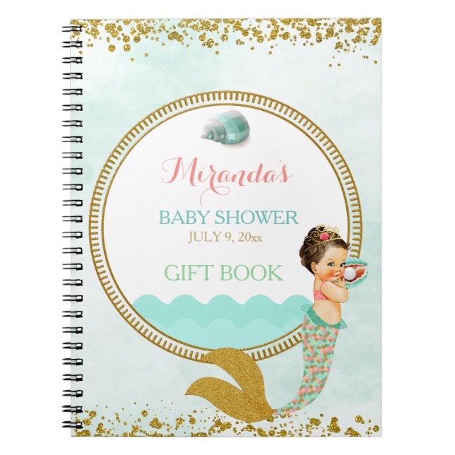 Mermaid Baby Girl Peach Mint Gold Coral Aqua Notizblock (Vorderseite)