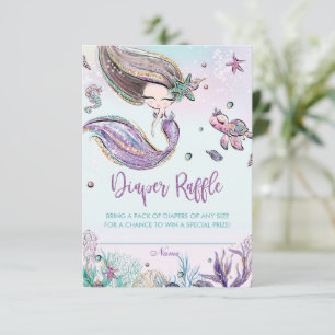 Mermaid Baby Showdiaper Raffle Ticket Card Einladung