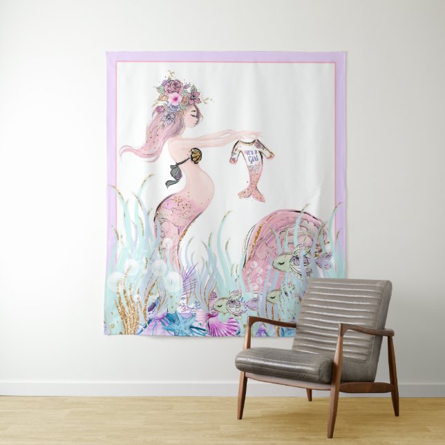 Mermaid Baby Showdown-Banner Wandteppich (Beispiel)