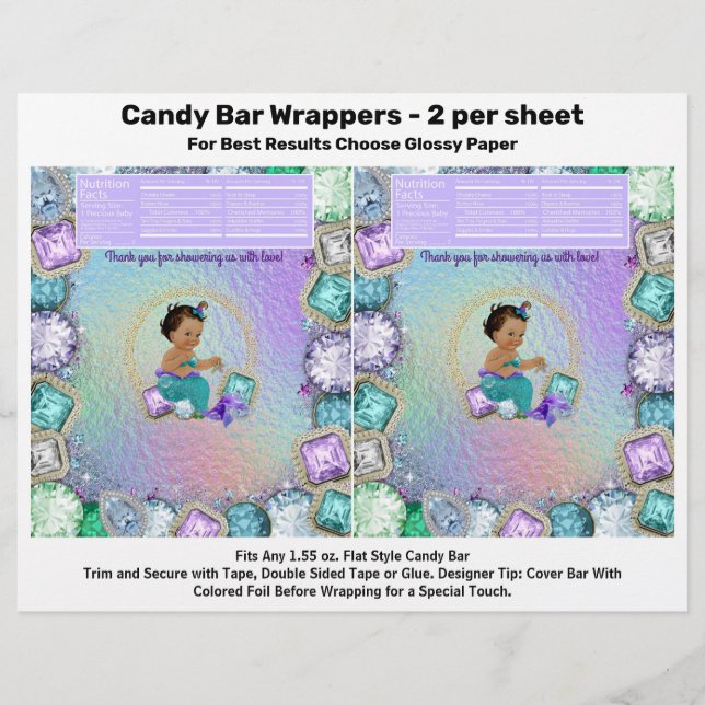 Mermaid Baby Shower Candy Bar Wrappers Flyer (Vorne)
