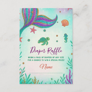 Mermaid Baby Shower Diaper Raffekarte Begleitkarte
