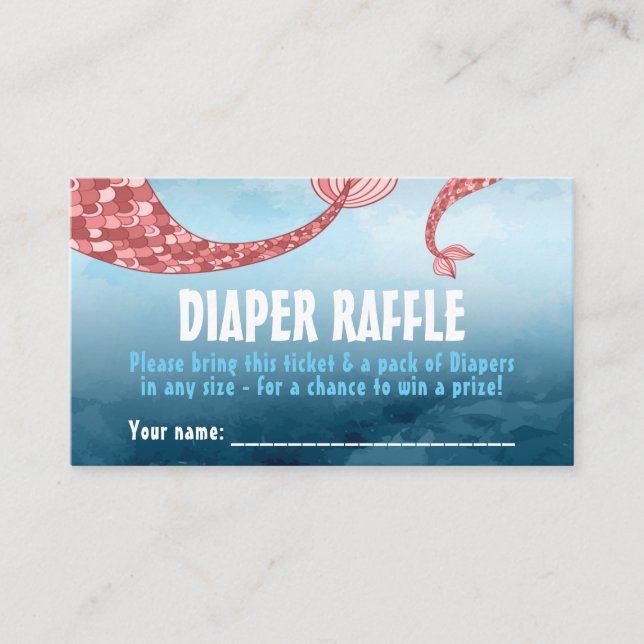 Mermaid Baby Shower Diaper Raffekarte Begleitkarte (Vorderseite)