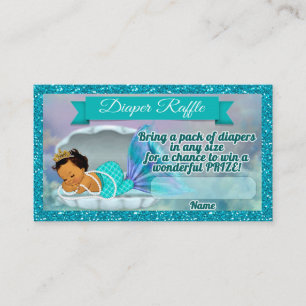 Mermaid Baby Shower Diaper Raffle Tickets #136 Begleitkarte