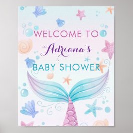 Mermaid Baby Shower Muschel Under Sea B Begrüßung Poster