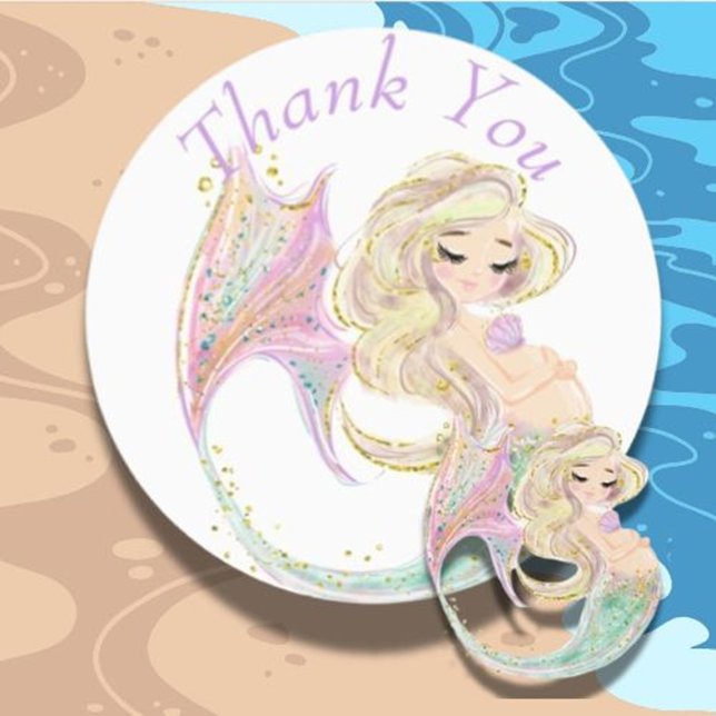 Mermaid Baby Showmutter zu sein Etiketten (Celebrate your mermaid-themed baby shower with charming mother-to-be labels)