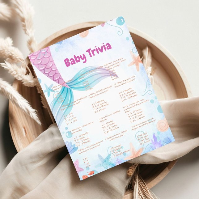 Mermaid baby trivia jeu baby shower carte (Créateur téléchargé)