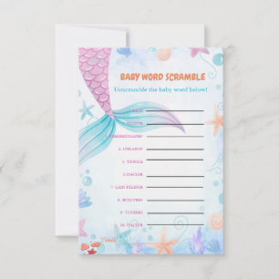 Mermaid Baby word Rührei Baby Dusche Spiel Einladung