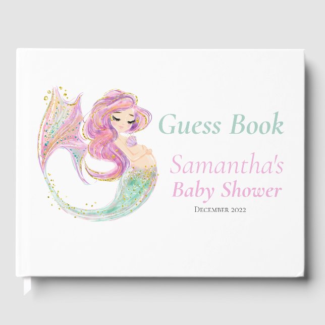 Mermaid Babydusche rosa unter dem Gästebuch (Vorderseite)