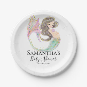 Mermaid Babydusche. Unter dem Meer. Glitzer Pappteller