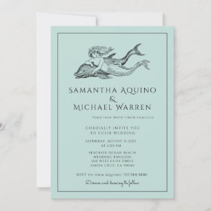 Mermaid Beach Blue Wedding Einladung
