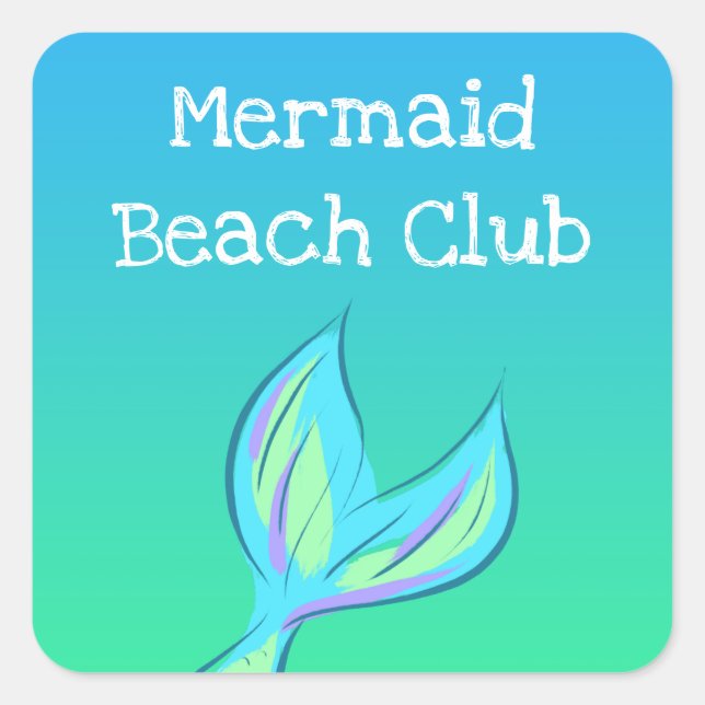 Mermaid Beach Club Quadratischer Aufkleber (Vorderseite)