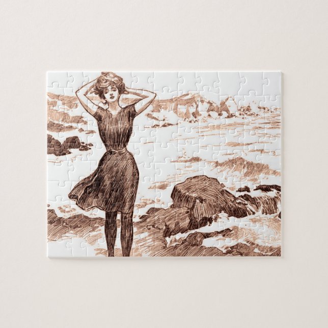 Mermaid Beach Gibson Girl Viktorianisch Antique (Horizontal)