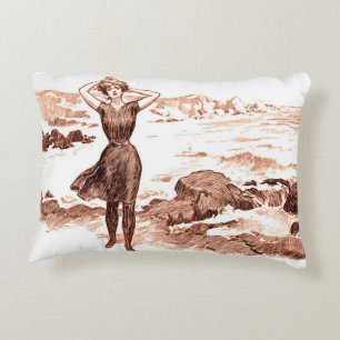 Mermaid Beach Gibson Girl Viktorianisch Antique Dekokissen