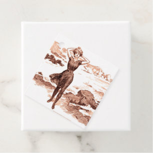 Mermaid Beach Gibson Girl Viktorianisch Antique Geschenkanhänger