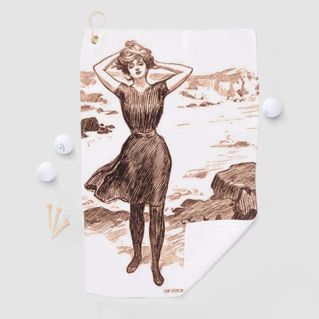 Mermaid Beach Gibson Girl Viktorianisch Antique Golfhandtuch (Insitu)