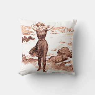 Mermaid Beach Gibson Girl Viktorianisch Antique Kissen