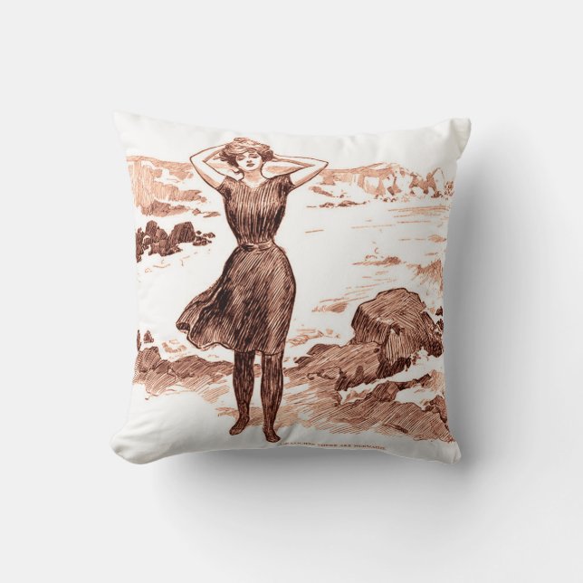 Mermaid Beach Gibson Girl Viktorianisch Antique Kissen (Vorderseite)