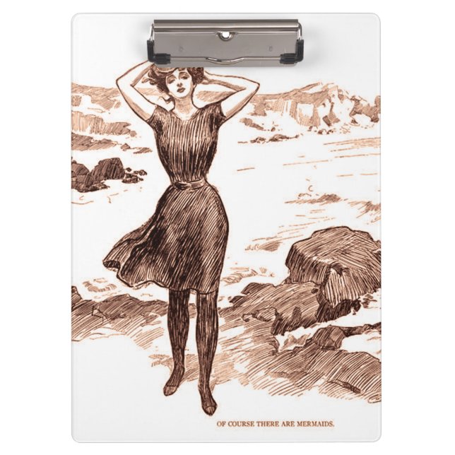 Mermaid Beach Gibson Girl Viktorianisch Antique Klemmbrett (Vorderseite)