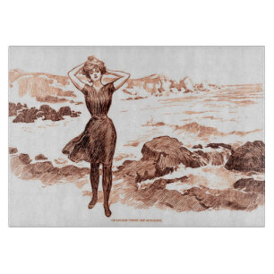 Mermaid Beach Gibson Girl Viktorianisch Antique Schneidebrett