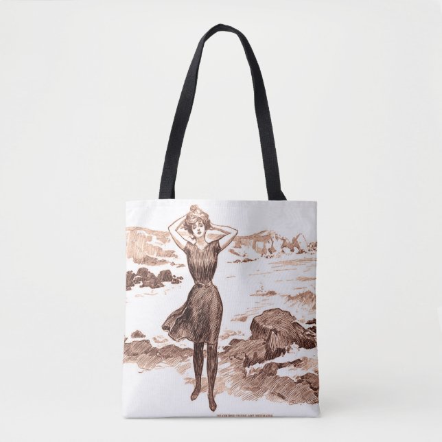 Mermaid Beach Gibson Girl Viktorianisch Antique Tasche (Vorderseite)
