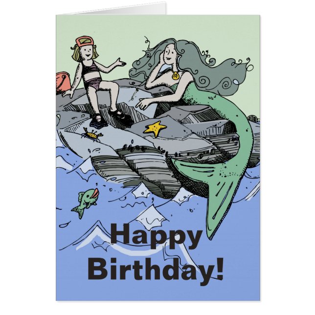 Mermaid Beach Happy Birthday Card (Vorne)