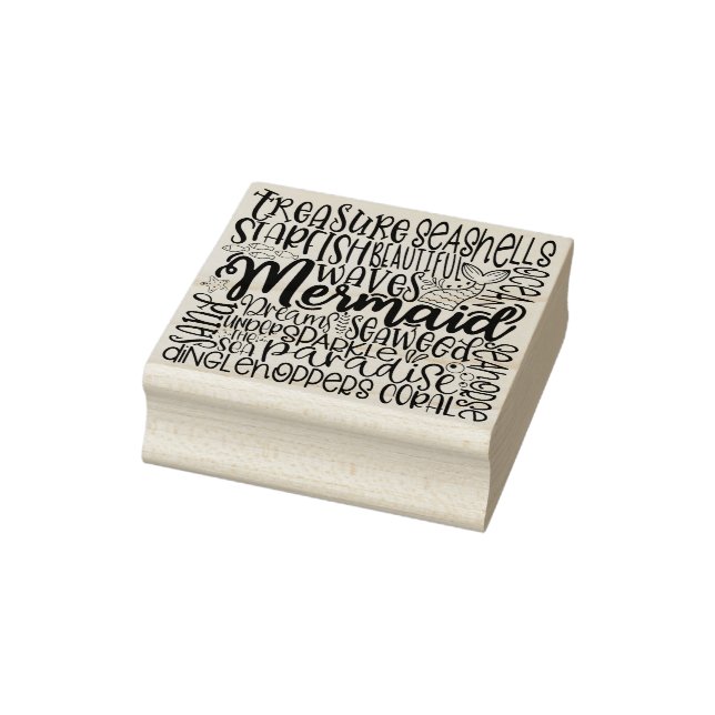 Mermaid Beach Wood Art Briefmarke Gummistempel (Stempel)