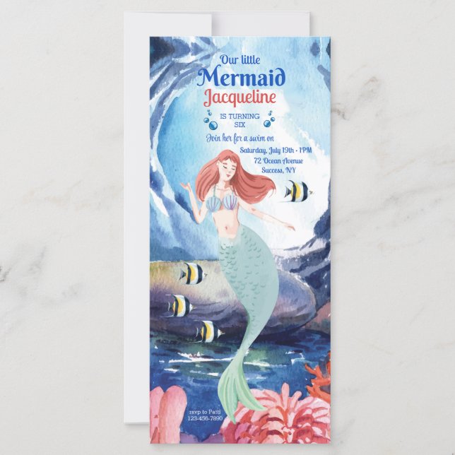 Mermaid Beauté Anniversaire Invitation (Devant)