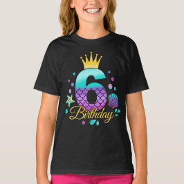 Mermaid Birthday 6. Geburtstag T-Shirt