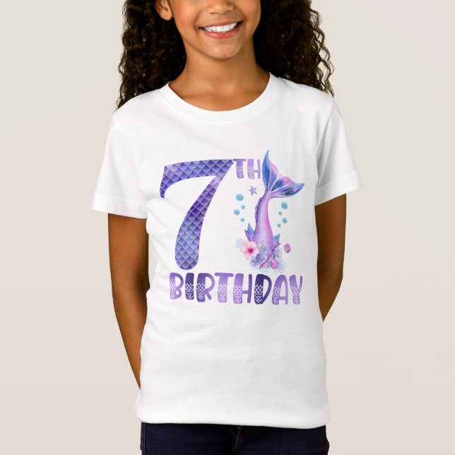 Mermaid Birthday 7th Birthday T-Shirt (Vorderseite)