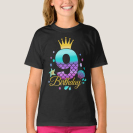 Mermaid Birthday 9. Geburtstag T-Shirt