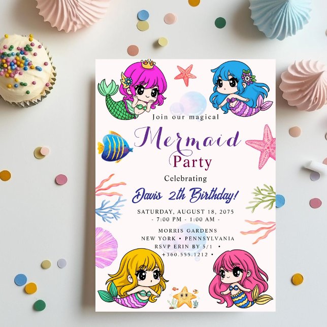 Mermaid Birthday Bash Einladung (Von Creator hochgeladen)
