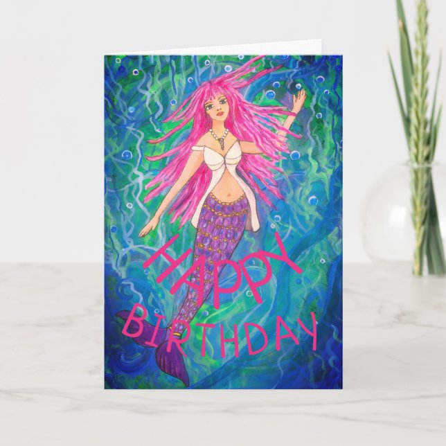 Mermaid Birthday Card Karte (Vorderseite)