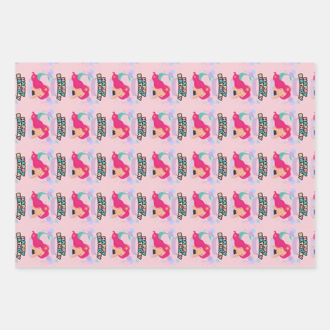 Mermaid Birthday Design - Unterwasser Geschenkpapier Set (Vorderseite 2)