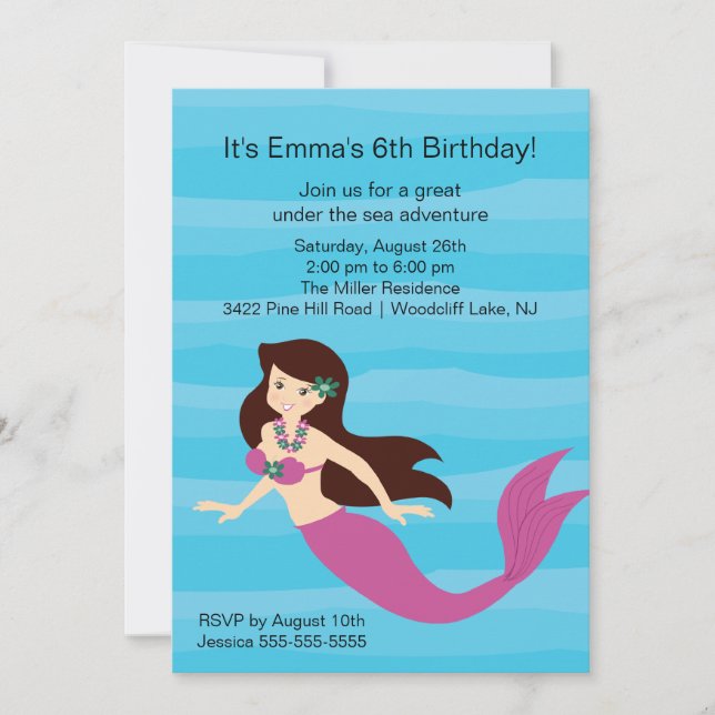 Mermaid Birthday Einladung (Vorderseite)